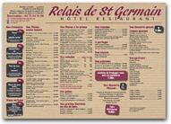 Le Relais Saint Germain - Carte du Restaurant et Pizzeria